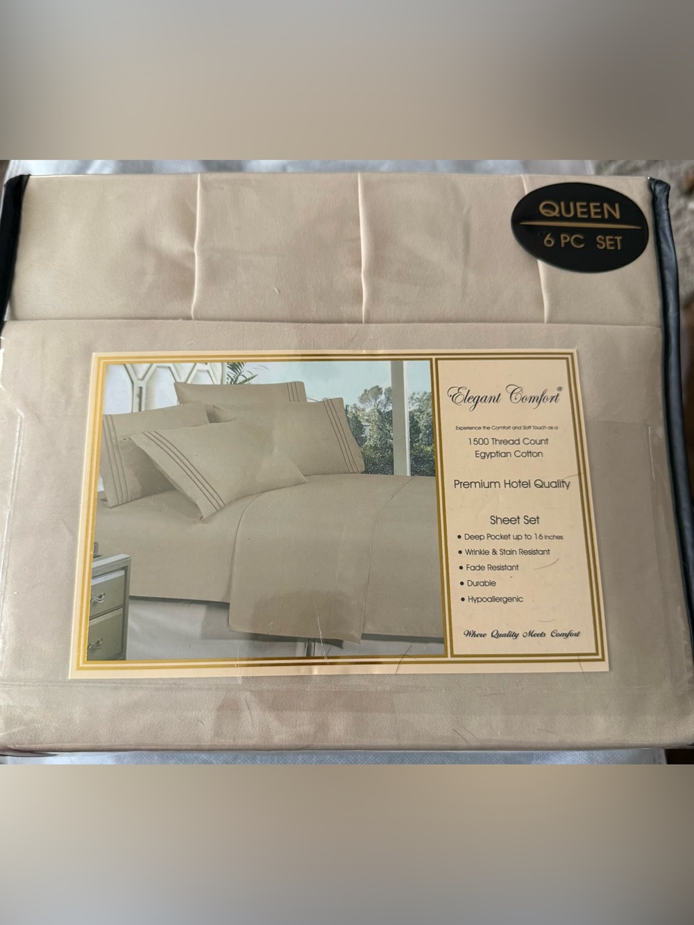 QUEEN -1500TC Egyptian Cotton Sheet Set - Beige